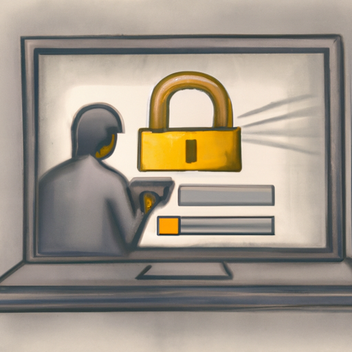 An image of a person using a laptop with a secure lock symbol, fast loading bar, and a user-friendly interface.